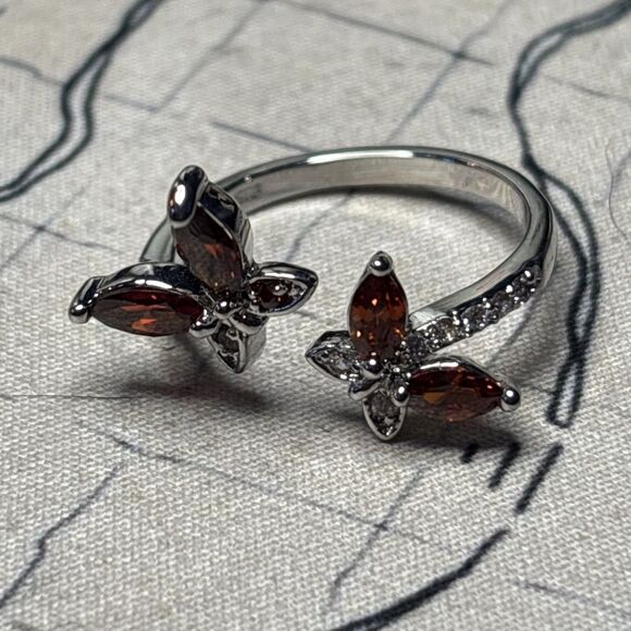925 Sterling Silver Gem Butterfly Ring Size 10 - Picture 2 of 8